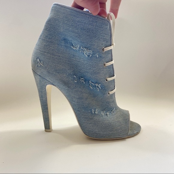 Off-White Virgil Abloh Distressed Denim Booties 37 - Picture 10 of 10